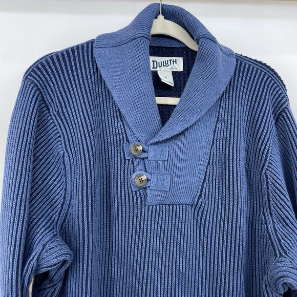 Duluth Trading Co Size XL Mens Ribbed Pullover Sweater Shawl Collar Cotton Wool - Picture 2 of 6